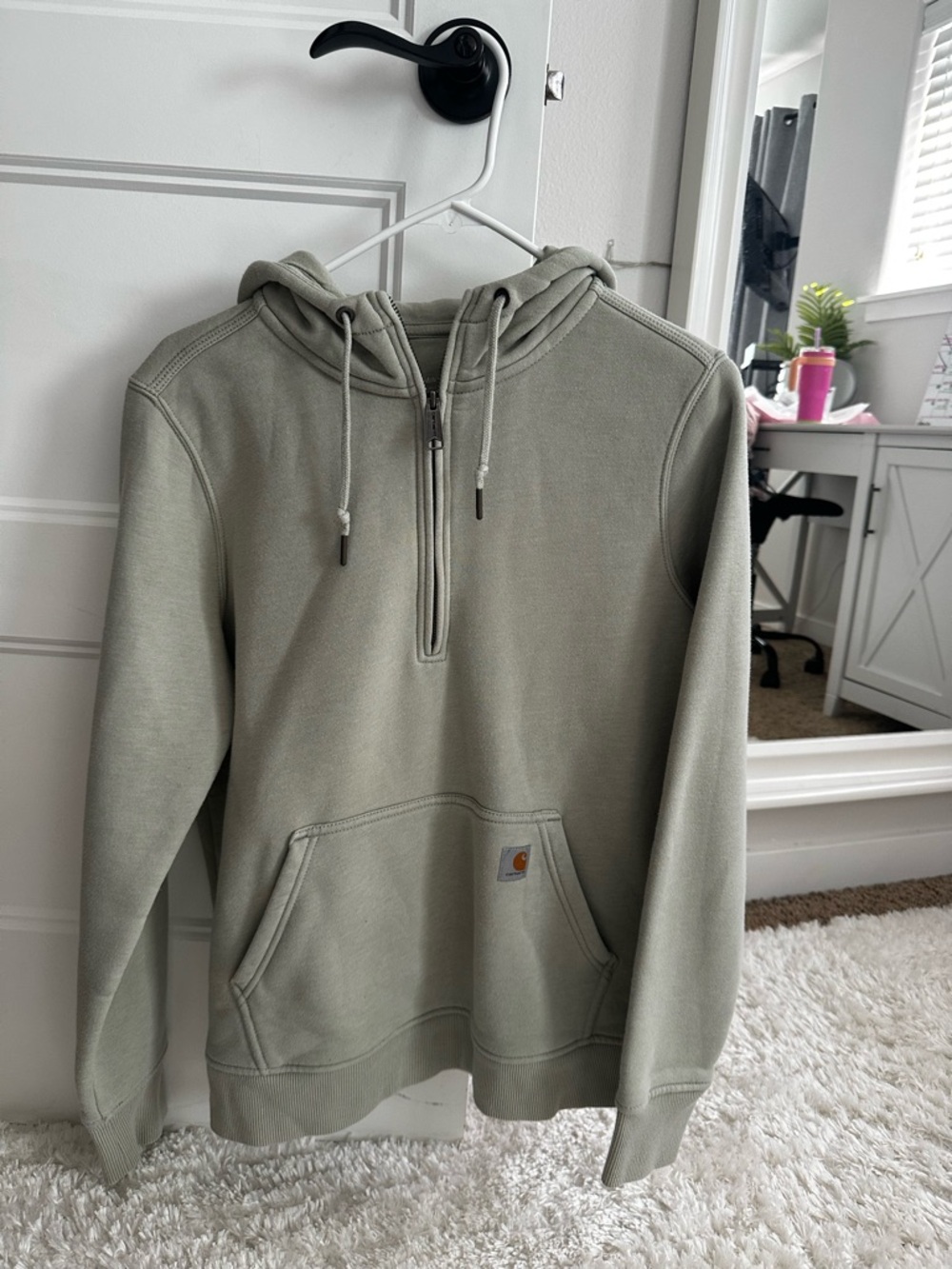 Carhartt Women’s Olive Green Half-Zip Hooded Sweatshirt